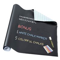 Chalkboard Paper - Blackboard Vinyl Paper Removable Bulletin Wall Sticker, Giveaway of Free: 1 White Chalk Marker Pen + 5 Colorful Chalks - 17.3" W x 78.7" L