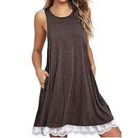 Toosvan Clearance sale Women Summer Sleeveless Tank Dress Loose Lace Crochet Swing T-Shirt Dress Beach Sundress (Coffee, M)