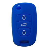 3 Buttons Remote Skin Jacket Silicone Cover KEY Case Holder BAG Key Fob Skin Covers replacement for KIA Sportage Optima Rio Soul (Blue)