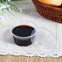 50Pcs Disposable Plastic Cups Clear Sauce Chutney Cups Boxes With Lid Food Takeaway Hot Souffle Cups (4oz)