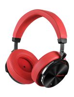 Bluedio T5S Bluetooth Headphones Over Ear with Mic, Active Noise Cancelling Headphones 57mm Drivers Wireless Headsets for Travel Work TV PC Cellphone, 25 Hours Playtime (Red)