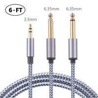 6FT 3.5mm 1/8" TRS to Double 6.35mm 1/4" TS Mono Y-Cable Splitter Cable,Stereo Audio Cord Gold Plated Compatible with iPhone iPod Laptop Multimedia Speakers and Home Stereo Systems