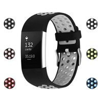 iGK Silicone Replacement Bands Compatible for Fitbit Charge 2, Adjustable Breathable Sport Strap Smartwatch Fitness Wristband with Air Holes Grey Small