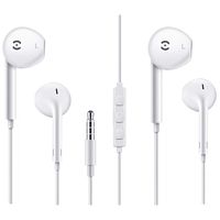 2-Pack Premium Earphones/Earbuds/Headphones with Stereo Mic&Remote Control for Smartphone, MP3/MP4 Player, Tablet and All 3.5mm Audio Device White