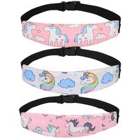 Accmor 3 Pack Baby Carseat Head Support Band Strap, Unicorn Band for Carseats Stroller Neck Relief Head Strap for Toddler Child Kids Infant(2 Pink+ 1 White Unicorn Pattern)