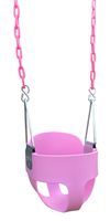 Squirrel Products High Back Full Bucket Toddler Swing Seat with Plastic Coated Chains - Swing Set Additions & Replacements -Outdoor Play Equipment - Pink