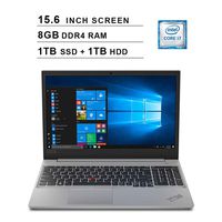 2019 Lenovo Premium ThinkPad E590 15.6 Inch FHD IPS Laptop (Intel Quad-Core i7-8565U up to 4.6 GHz, 8GB RAM, 1TB SSD + 1TB HDD, Intel UHD ?620, Bluetooth, WiFi, HDMI, Windows 10 Pro) (Silver)
