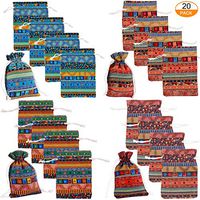 20 Pack Drawstring Gift Bag, Cotton Linen Jute Cloth Sack Muslin Bags for Wedding Party, Arts & Crafts Projects, Presents, Snacks & Jewelry,Christmas (4x5.5 inch)