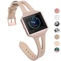 YiJYi Leather Bands Compatible with Fitbit Blaze,Slim Band with Metal Frame Replacement Sport Strap Wristband for Women Men (Light Pink)