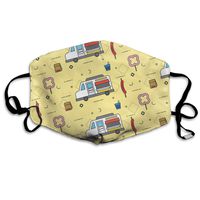 YUIOP Food Truck Patterns Printed Mask Neutral Mask for Men and Women Polyester Dust-Proof Breathable Mask