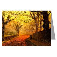 12 Vintage Notecard set of John Atkinson Grimshaw Victorian Painting of London Street Scene titled November Afternoon Stapleton Park, 1877