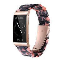 Ayeger Resin Band Compatible with Fitbit Charge 3/3 SE,Women Men Resin Accessory Rose Gold Buckle Band Wristband Strap Blacelet for Fitbit Charge 3/3 SE Smart Watch Fitness(Pink Floral)