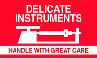 MACO - Delicate Instruments - Handle with Great Care - Label, 3 x 5 Inches, Red and White, 500 Labels per Roll, 1 Roll Each (MDWFC3)