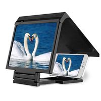 LQ&XL 2019 3D Mobile Phone Screen Magnifier HD Video Smartphone Stand Bracket UK Movie Enlarge Amplifier Stand Enlarged Folding Holder Cellphone,Black