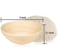 9 inch Round Bread Banneton Proofing Basket & Liner SUGUS HOUSE Brotform Dough Rising Rattan Handmade rattan bowl - Perfect For Artisan