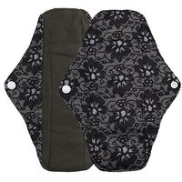 DEESEE(TM) Reusable Bamboo Cloth Washable Menstrual Pad Mama Sanitary Towel Pad Overnight Flow Pads (L(31×8cm), Black 2)