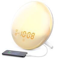 Wake Up Light, Cshidworld Sunrise Alarm Clock 7 Colored Sunrise Simulation & Sleep Aid Feature, Dual Digital LED Alarm Clock with FM Radio, 7 Natural Sound and Snooze for Kids Adults Bedrooms