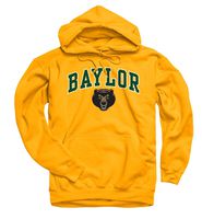 Campus Colors NCAA Adult Arch & Logo Gameday Hooded Sweatshirt (Baylor Bears - Yellow, Small)