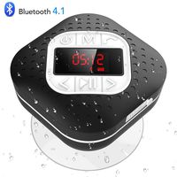 Waterproof Bluetooth Shower Speaker Radio with LED Screen, AGPTEK Portable Wireless Speaker with Redial Last Call and Handsfree Function for Bathroom, Pool, Car, Beach,Black