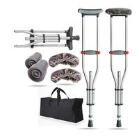 Aluminum Alloy Thickening Underarm Crutches Anti-Skid Shock Height Adjustable Elderly Folding Disabled Walker 1 Pair