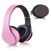 Wireless Bluetooth Headphones Over Ear, Rydohi Hi-Fi Stereo Headset with Deep Bass, Foldable and Lightweight, Wired and Wireless Modes Built in Mic for Cell Phones, TV, PC and Traveling (Pink)