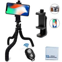 Acuvar 10" inch Flexible Tripod with Quick Release + Universal Rotating Mount for All Smartphones + Wireless Remote Shutter for Smartphones + an eCostConnection Microfiber Cloth
