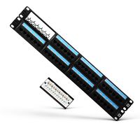 AMPCOM Detachable Series CAT5e 48 Ports Patch Panel, Rack Mount - 2U, 19 inch, RJ45 Ethernet 568A 568B, 50u Gold Plated, with Rear Cable Management Bar