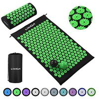 Lixada Acupressure Mat and Pillow Set with 2pcs Spiky Massage Balls for Back/Neck/Feet Pain Relief and Muscle Relaxation with Carry Bag (Black&Green)