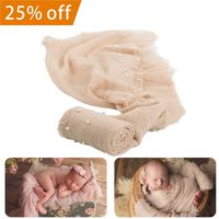 Newborn Photography Wrap | Handmade Pearl Decor Wrap Blanket for Baby Photo Props | 35.5 X 67 inch Newborn Photo Shoot Outfits Beige