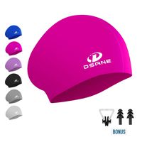 Womens Silicone Swim Cap for Long Hair,3D Ergonomic Design Silicone Swimming Caps for Women Kids Men Adults Boys Girls with Ear Plug and Nose Clip (Pink)