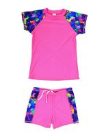 LEINASEN Unisex Boys Girls 2-Piece Rash Guard Swimsuits,Unicorn Short Sleeves Top with Boyshorts