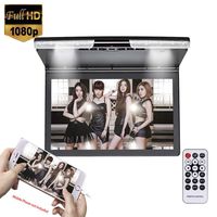 17.3 inch Ultra Thin IPS Screen 1080P Flip Down Overhead Roof Mount Video Monitor for car Built in IR &FM Transmitter AV Input/Output HDMI Input SD USB (Grey)