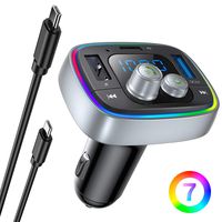 AINOPE Bluetooth FM Transmitter for Car, PD3.0 & QC3.0 36W/6A Wireless Bluetooth 5.0 FM Radio Adapter Music Player/Car Kit with Hands Free Calls, 7-Colors LED Backlit, Support TF Card USB Flash Drive