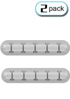 MultiLux Cable Clips Cord Management Organizer - Adhesive Hooks, Wire Cord Holder for Power Cords Charging Accessory Cables, Mouse Cable, PC, Office and Home (2-Pack, 5 Channel)