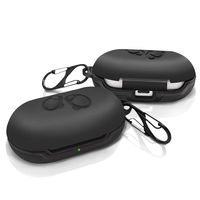 Silicone Case for Galaxy Buds 2019, Shockproof, Drop-Proof and Waterproof Full Body Protective Cover with Carabiner for Samsung Galaxy Buds (Black)