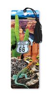 Dimension 9 3D Lenticular Bookmark with Tassel, Arizona Route 66 Featuring Saguaro Cactus and Native American Icons (LBM072)