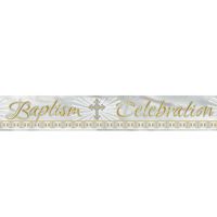 12ft Foil Gold & Silver Radiant Cross Baptism Banner