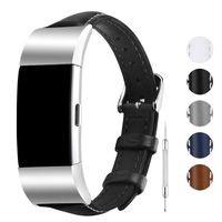 Fullmosa Leather Band Compatible Fitbit Charge 2, Dainty Sliim Leather Watch Band Replacement Strap for Fitbit Charge 2 Women Men Black