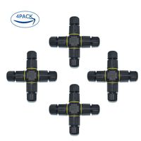 IP68 Waterproof Junction Box Outdoor Cable Connector 4Pole 4Way 2 Pin/3 Pin/4 Pin Eelectricle Connector for Outdoor, Family,Street Light, External Cable ∅4-9mm 4 Pack （2 Pin）