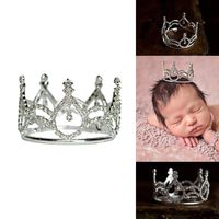 "Leiah" Mini Rhinestone Crown, Newborn Photography Prop, Toddler/Child Flower Girl Princess Tiara (Silver)