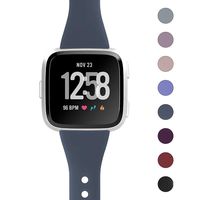 Jobese Bands Compatible with Fitbit Versa/Versa Lite/SE, Slim Soft Silicone Replacement Straps Accessories Wristbands Women Men, Blue Gray, Small