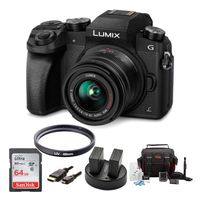 Panasonic LUMIX G7 Camera with 14-42mm Lens + 64GB SDHC + Accessory Bag Bundle (6-Items)