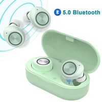 True Wireless V5.0 Bluetooth Earbuds,Waterpoof LED Sports in-Ear Headphones, HD Sound Earphone with Charging Case (Green)