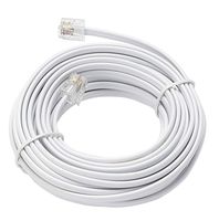 Telephone Extension Line Cord Cable Wire, Land Phone line, White, 25ft, Starndard RJ11 Plugs