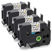 Replace Ptouch TZE Black on Clear 18mm 0.7 Inch Label Maker Laminated Tapes TZE-141 TZe141 TZ-141 TZ141, Compatible with Brother P-Touch PTD400 PTD600 PTD1880 PT1890W PT-2730, 3/4 Inch X 26.2ft, 4Pack