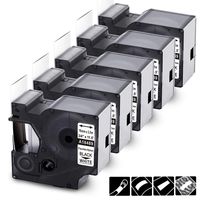 5-Roll Replace DYMO 18489 Industrial Flexible Nylon Label Tape Compatible with DYMO Label Maker, Rhino 5200 4200 5000 6000, Black on White, 3/4-in x 11.5 ft, Black on White