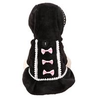 haoricu Pet Shirt, Winter Cute Bow Pet Hoodie for Small Dogs Coat Jacket Apparel Puppy Costume (L, Black)