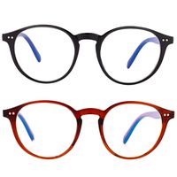 Blue Light Blocking Glasses Vintage Round Minimize Digital Headache Anti Eyestrain Tablet Reading/Gaming/Phones Glasses (Black&Dark Brown)