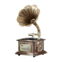 Mini Phonograph Style Wireless Speaker( No Turntable), with Aux-in, USB Port for Flash Drive, Gramophone Vintage Retro Style