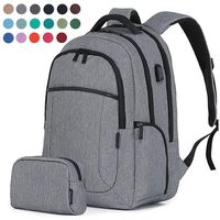 Laptop Backpack College Computer Travel Backpack with USB Charging for Women Men Boys Girls, 17+Colors for Choice Anti Theft Water Resistant Travel Backpack Bonus Packet Bag,Gray